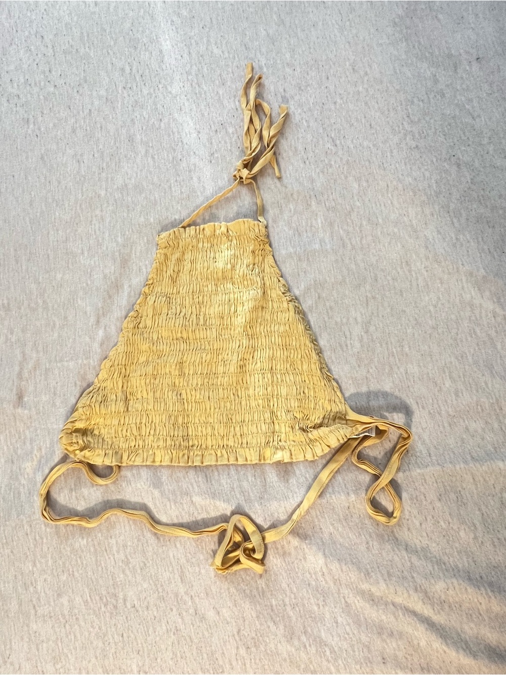 Smocked Halter Crop Top in Mustard Yellow